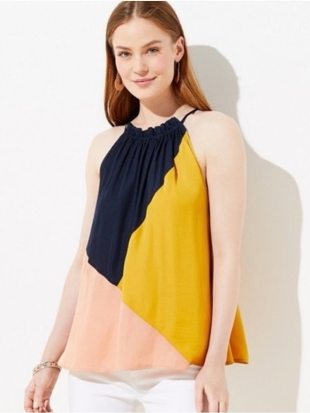 LOFT Tri Color Swingy Halter Top Size S